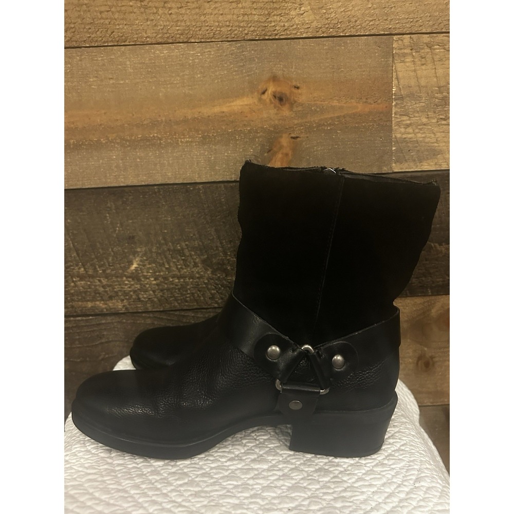 Franco Sarto Benton Black Leather Harness Boots Womens Size 7‎ M
